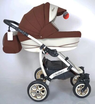 Коляска дитяча класична універсальна 2 в 1 AVALON BUENO Brown-white коричнево-біла