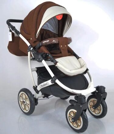 Коляска дитяча класична універсальна 2 в 1 AVALON BUENO Brown-white коричнево-біла