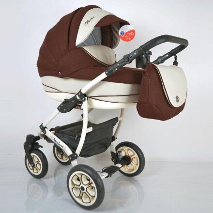 Коляска дитяча класична універсальна 2 в 1 AVALON BUENO Brown-white коричнево-біла