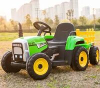 Дитячий одномісний електромобіль Трактор із причепом BAMBI M 4479EBLR-5 зелений