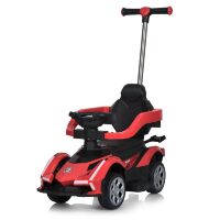 Дитяча машинка-каталка-толокар M 5781EL-3 з батьківською ручкою, бампером, шкіряне сидіння, MP3, червона