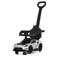 Дитяча каталка-толокар M 5106-1 машина Maserati з батьківською ручкою, бампером та музикою, біла