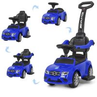 Дитяча каталка-толокар Bambi 2 в 1 Mercedes M 3902L-4 батьківська ручка сидіння під багажником синя **