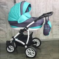 Коляска дитяча класична універсальна 2 в 1 AVALON Grey-Blue сіро-блакитна