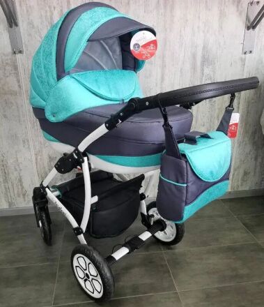 Коляска дитяча класична універсальна 2 в 1 AVALON Grey-Blue сіро-блакитна