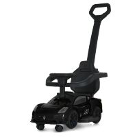 Дитяча каталка-толокар M 5106-2 машина Maserati з батьківською ручкою, бампером та музикою, чорна