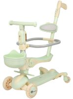 Дитячий самокат трансформер 3в1 Maraton Candy з батьківською ручкою та кошиком (колір рожевий)