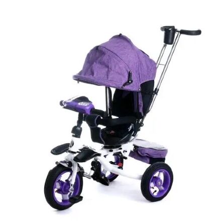 Велосипед коляска дитячий триколісний Baby Trike 6595Ф з ключем запалювання / фіолетовий