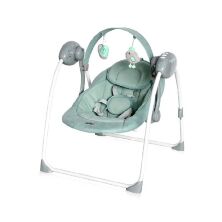 Дитячі електронні музичні гойдалки-шезлонг Lorelli (Bertoni) Portofino Frosty Green Stars. Колір Зелений