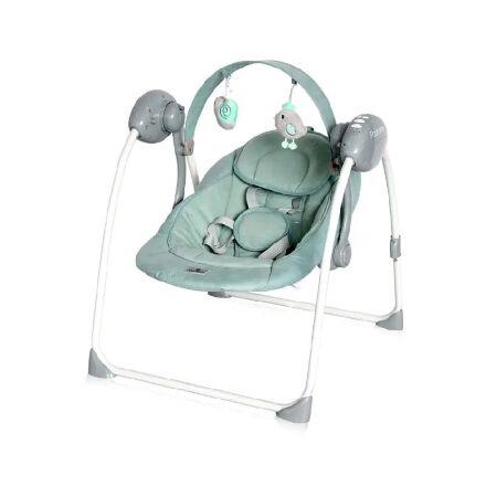 Дитячі електронні музичні гойдалки-шезлонг Lorelli (Bertoni) Portofino Frosty Green Stars. Колір Зелений
