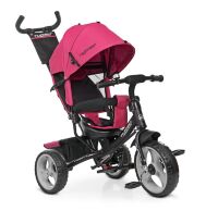 Велосипед-коляска дитячий триколісний Єва колеса Turbo Trike M 3113-6 з батьківською ручкою рожевий**
