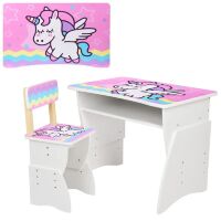 Дитяча парта шкільна зі стільцем 905-65 Єдиноріг веселка**
