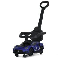 Дитяча каталка-толокар M 5106-4 машина Maserati з батьківською ручкою, бампером та музикою, синя