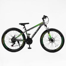 Спортивний алюмінієвий велосипед 26 дюймів Corso "PULSAR" PL-26031 Shimano 21 швидкість сіро-зелений