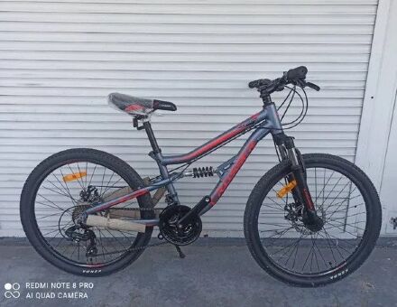 Спортивний гірський велосипед Crosser Legion 24 дюйми сіро-червоний