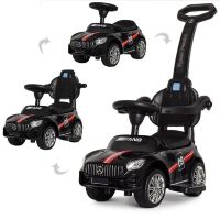 Дитяча каталка-толокар Bambi 2 в 1 Mercedes M 4074L-2 батьківська ручка музика чорна **