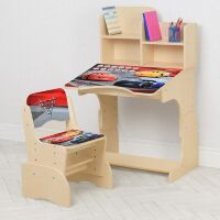 Дитяча парта зі стільчиком растишка Bambi W 2071-70-1(UA) венге Тачки**