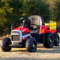 Дитячий електромобіль Трактор з причепом M 5733EBLR-3 шкіряне сидіння, bluetooth, MP3, USB, EVA колеса