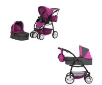 Коляска для ляльок класична 2в1 CARRELLO AVANTI 9662 ROSE RED Лялькова з люлькою і сумкою рожева