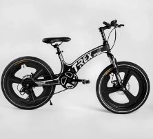Дитячий двоколісний спортивний магнієвий велосипед 20 дюймів CORSO T-REX TR-66205 з 7 швидкостями / чорний