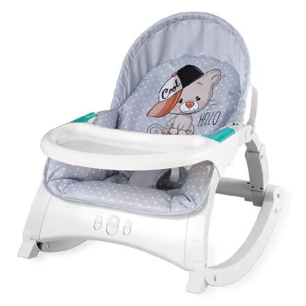 Дитяче крісло-качалка шезлонг 3в1 зі столиком Lorelli (Bertoni) Alex with table Grey Cool Cat Сіре КОШЕНЯ"