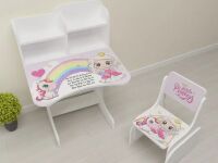 Дитяча регульована парта зі стільчиком Растишка Bambi 009 "Принцеса Princess" біла / для дівчинки від 3х років