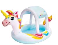 Дитячий надувний басейн INTEX 58435 "Єдиноріжок" з навісом/розмір 254-132-109 см/об'єм 130 л