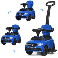 Дитяча машинка-толокар з батьківською ручкою Z3288-12 Mercedes ЛІЦЕНЗІОННИЙ з музикою/синій