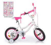 Дитячий двоколісний велосипед колеса 14 дюймів Profi Y1494 Star сталева рама з дзвінком / білий **