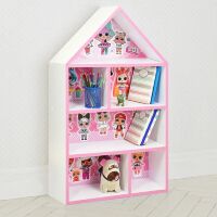 Будиночок стелаж полку дитяча для іграшок і книг PLK-L-4 дерев'яна біло-рожева Ляльки Лол ЛОЛ**