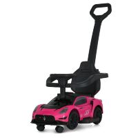 Дитяча каталка-толокар M 5106-8 машина Maserati з батьківською ручкою, бампером та музикою, рожева для дівчинки