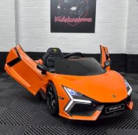 Дитячий одномісний електромобіль Lamborghini Revuelto M 6068EBLR-7 шкіряне сидіння помаранчевий