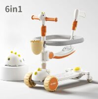 Дитячий триколісний самокат трансформер Maraton 6в1 CITY LINE K2 з батьківською ручкою та шоломом бежевий