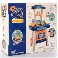 Дитячий ігровий набір інтерактивна кухня велика 16855 плита, духовка, посуд продукти звук, світло