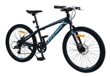 Алюмінієвий спортивний підлітковий велосипед двоколісний LIKE2BIKE A212410 Raft колеса 24д Чорний матовий