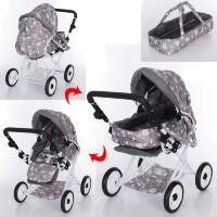 Коляска Демісезонна Трансформер для ляльки 65826 Лялькова металева з люлькою-перенесенням**