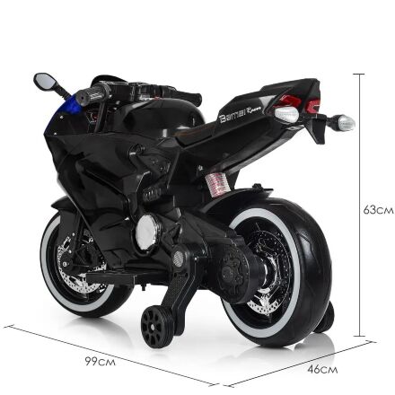 Дитячий електромобіль мотоцикл Bambi Racer M 4104ELS-2 світло коліс чорний автопокраска **