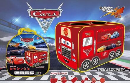 Дитячий ігровий намет у вигляді машини 551-3 "Тачки" 114х72х72 см, в сумці, червоний