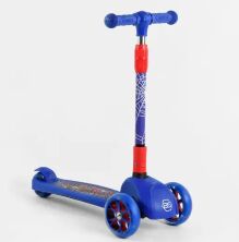 Дитячий складаний триколісний самокат для хлопчика Best Scooter 47359 зі світло.колесами+дисками Людина Павук