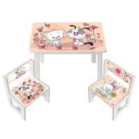 Дитячий стіл з двома стільчиками Bambi BSM1-10+1 Щеня і кошеня