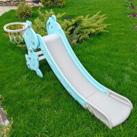 Дитяча пластикова гірка з баскетбольним кільцем YG2020-2-1-4 м'ятна