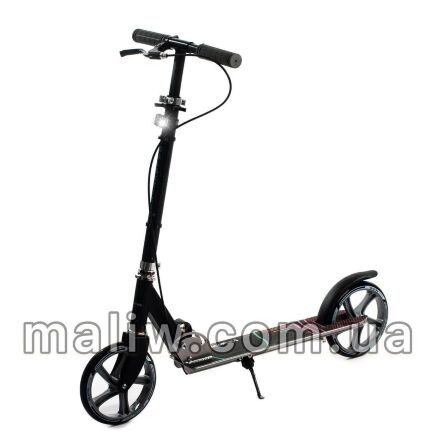 Складаний алюмінієвий самокат GS-0014 з ручним гальмом, ліхтариком / чорний **