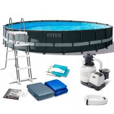 Каркасний круглий басейн INTEX 26334 розмір 610-122см з фільтр-насосом сходами тентом і підстилкою