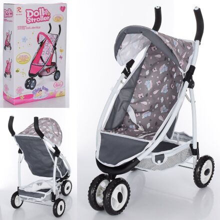 Коляска Прогулянкова для ляльки 69030 Лялькова металева з багажної кошиком / сіра**