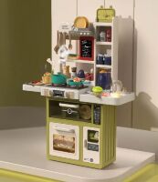 Дитяча ігрова велика інтерактивна Кухня 889-237 з аксесуарами/музика + пара та світлові ефекти/жовта