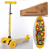 Самокат дитячий триколісний iTrike BB 3-040-Y MINI сталь+пластик світяться колеса малюнок жовтий**