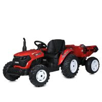 Дитячий електромобіль Трактор з причепом M 5772EBR-3 музика, світло, mp3, USB, сидіння пластик, червоний