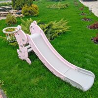 Дитяча пластикова гірка з баскетбольним кільцем YG2020-2-1-8 рожева