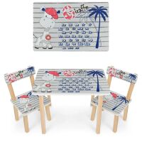 Дитячий столик з двома стільчиками Bambi 501-123(UA) дерев'яний / забарвлення Жирафка і укр. алфавіт**