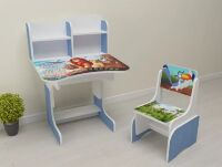 Дитяча регульована парта зі стільчиком Растишка Bambi 005 "Король Лев" біло-блакитна для хлопчика